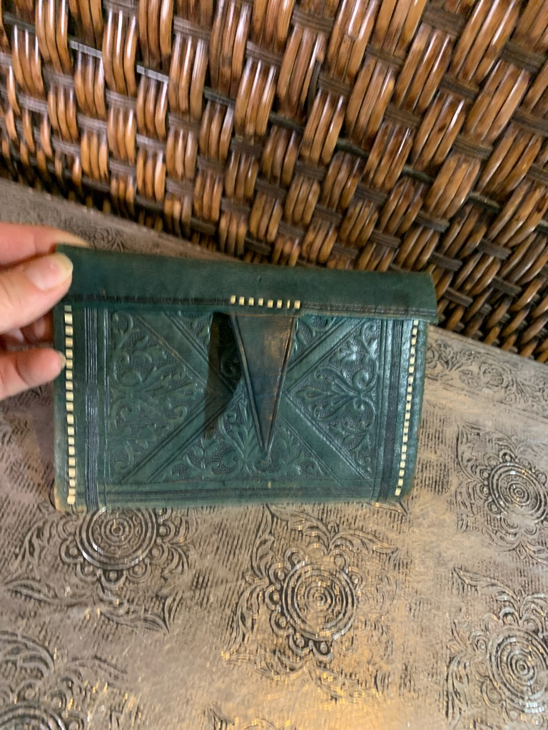 Vintage Green Embossed Leather Wallet